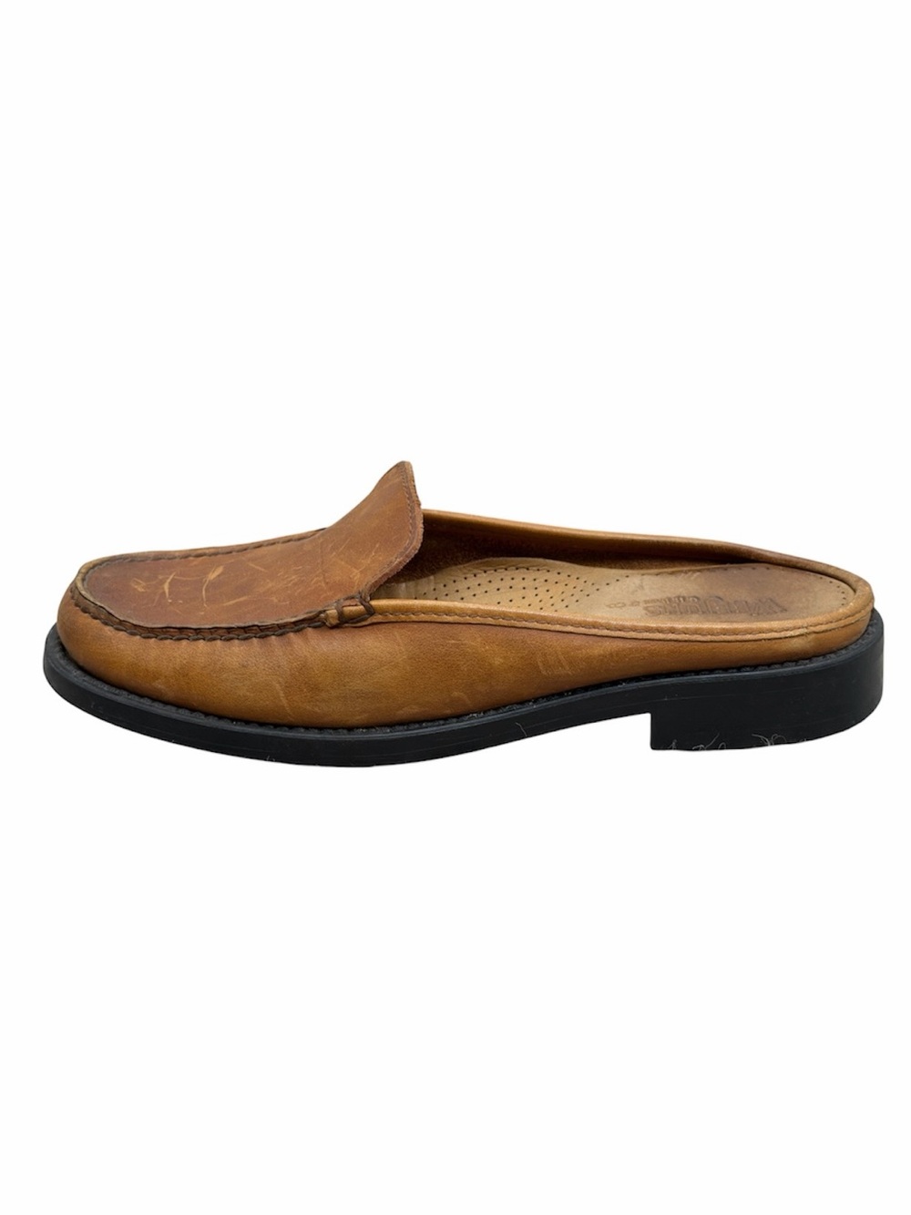 GH Bass & Co WEEJUNS old money quiet lux brown leather slip on mule loafers 8.5